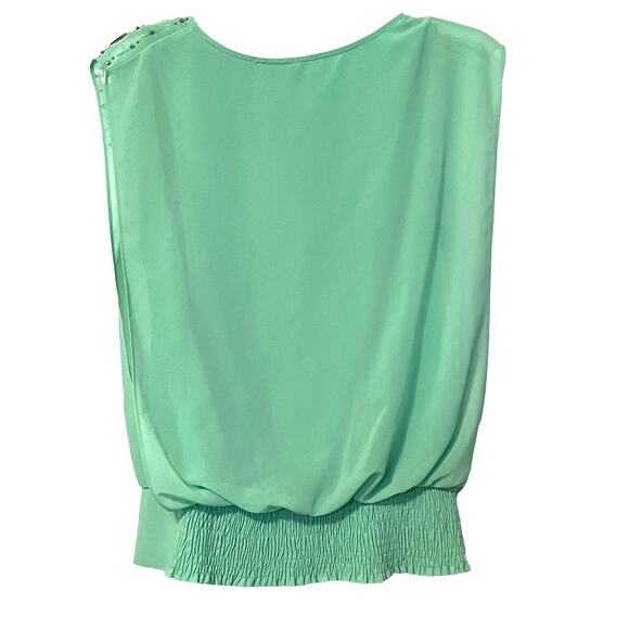 MARINEBLU SLEEVELESS PULL-OVER ROUND NECK BLOUSE, WOMENS, M, LIME GREEN/SILVER - Picture 5 of 12